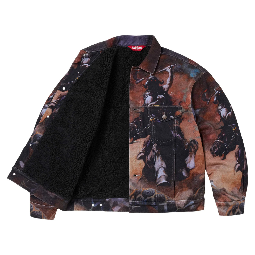 Supreme x Frank Frazetta Faux Shearling Lined Trucker Jacket