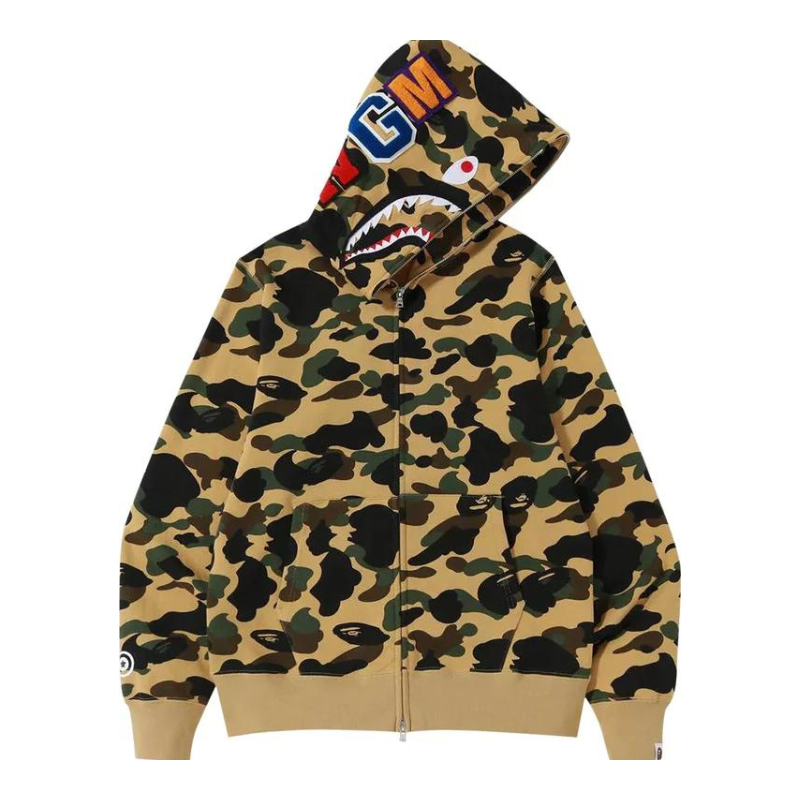 BAPE 1st Camo Shark Full Zip Hoodie Yellow Kick It NZ