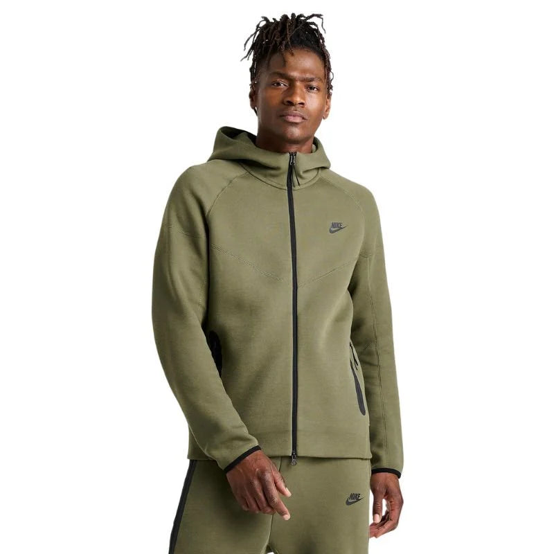 Nike Sportswear Tech Fleece Full Zip Hoodie Medium Olive Black Kick It NZ