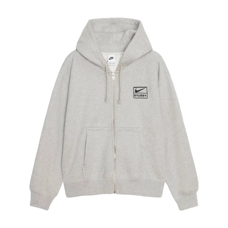 Stussy x Nike Fleece Zip Hoodie (Grey Heather) (SS24)