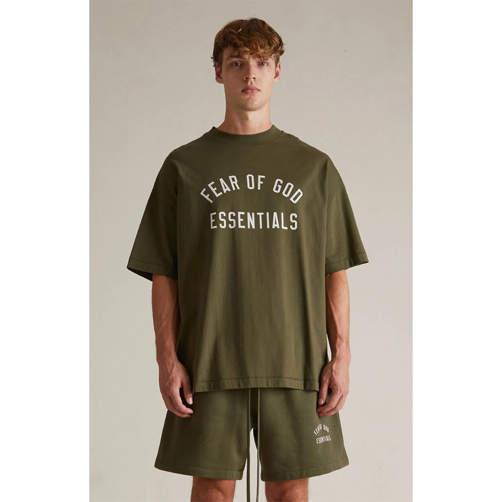 
                  
                    Fear of God Essentials Jersey Crewneck Tee (Military) (FW24)
                  
                