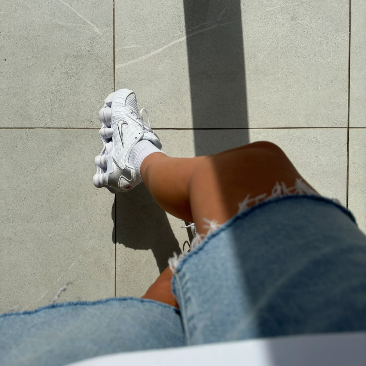 nike shox tl white on feet