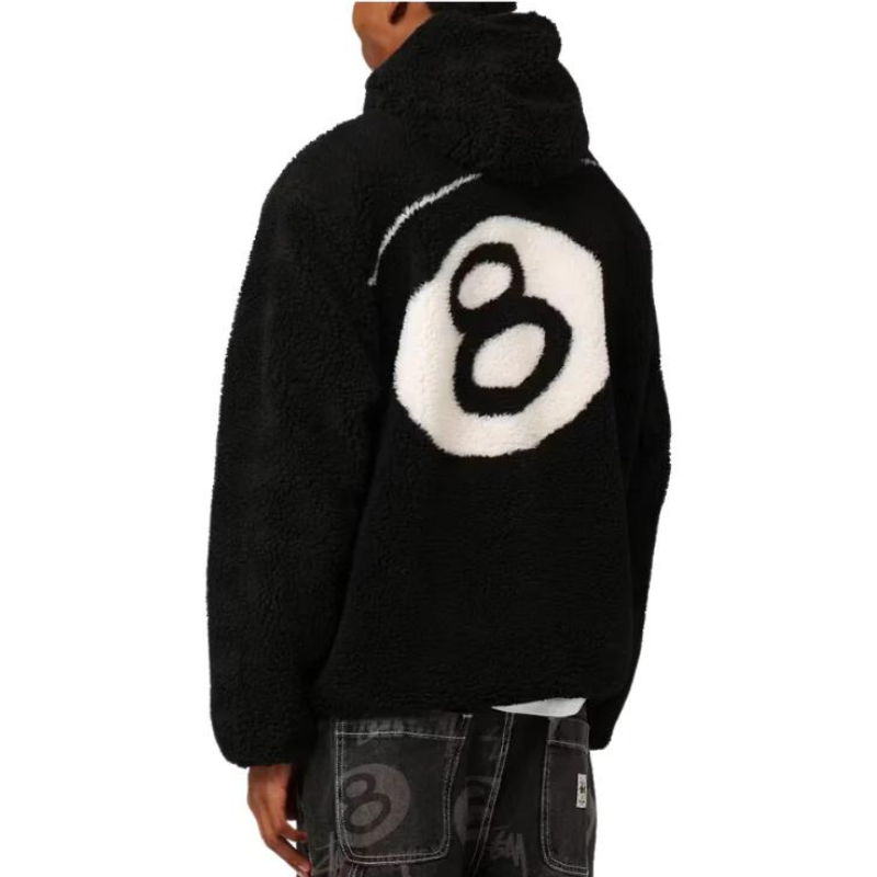 Stussy 8 Ball Reversible Fleece Jacket Black