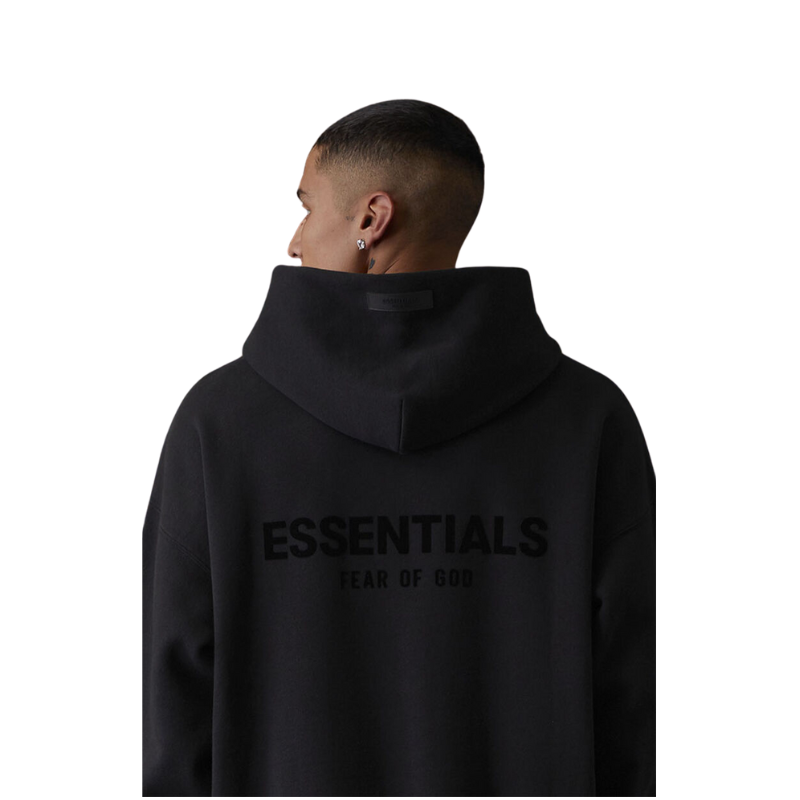 Essential black hoodie sales