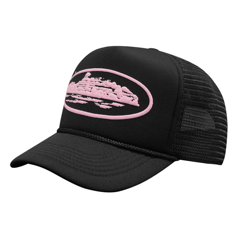 Corteiz Alcatraz Premium Trucker Hat (Black/Pink) (SS24)